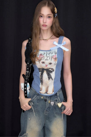 Elegant Cat Print Camisole