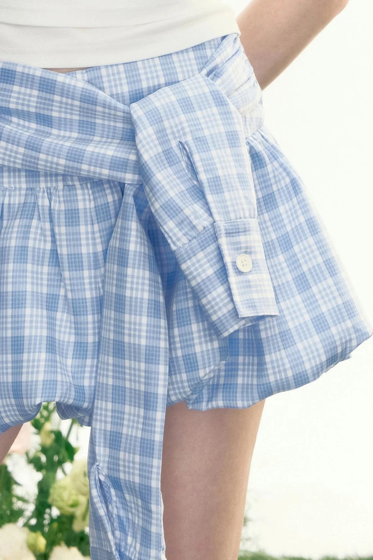 Elegant Check Baggy Pants