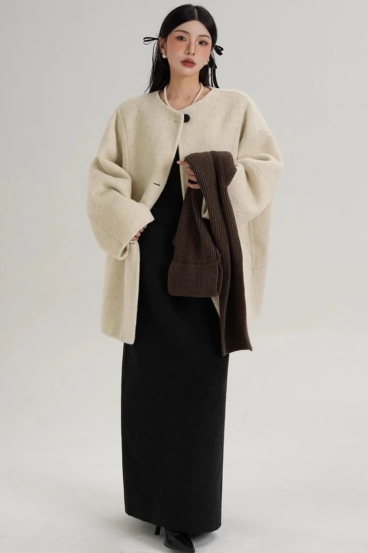 Elegant Chestnut Wool Coat