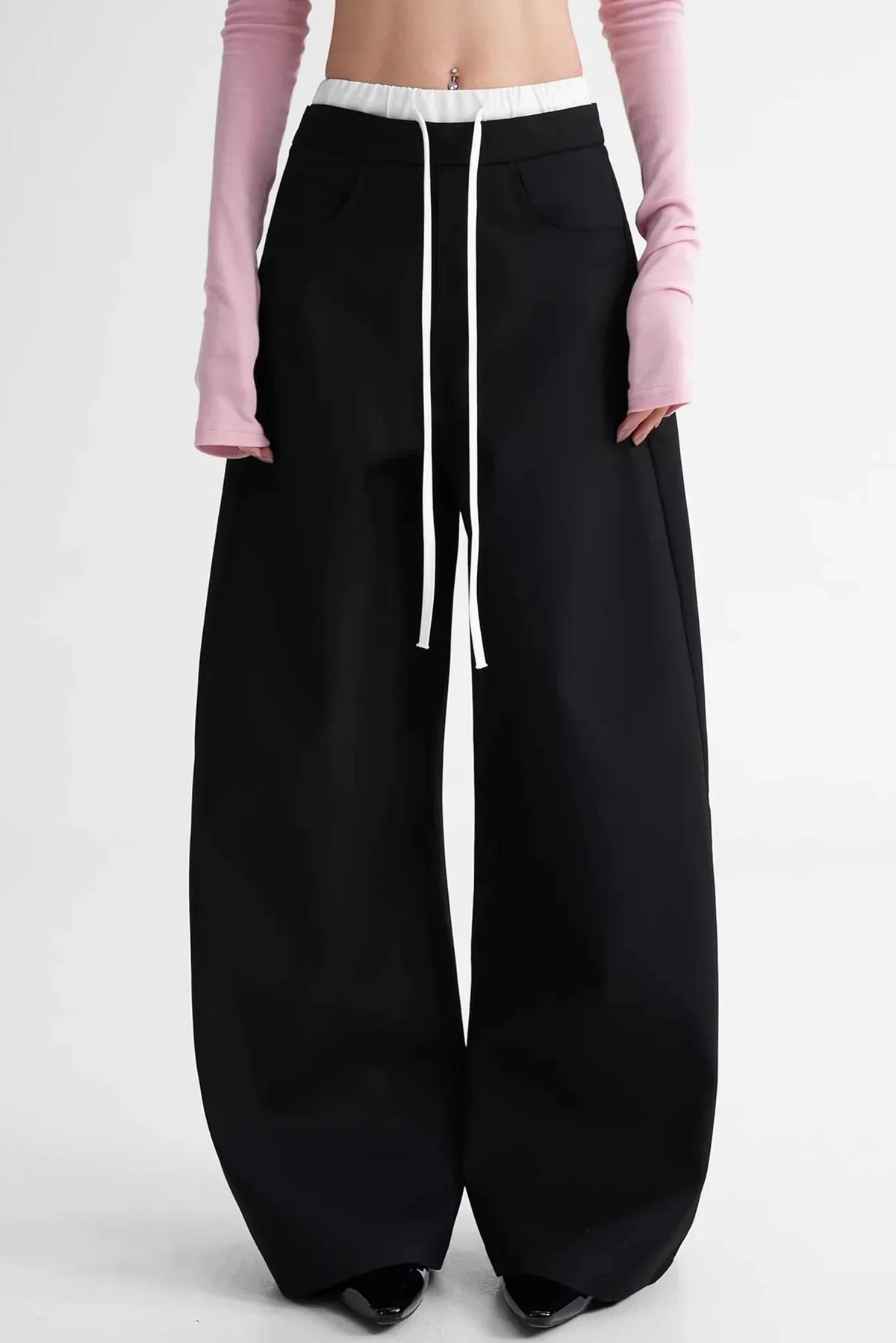 Elegant Color-Blocking Wide-Leg Pants