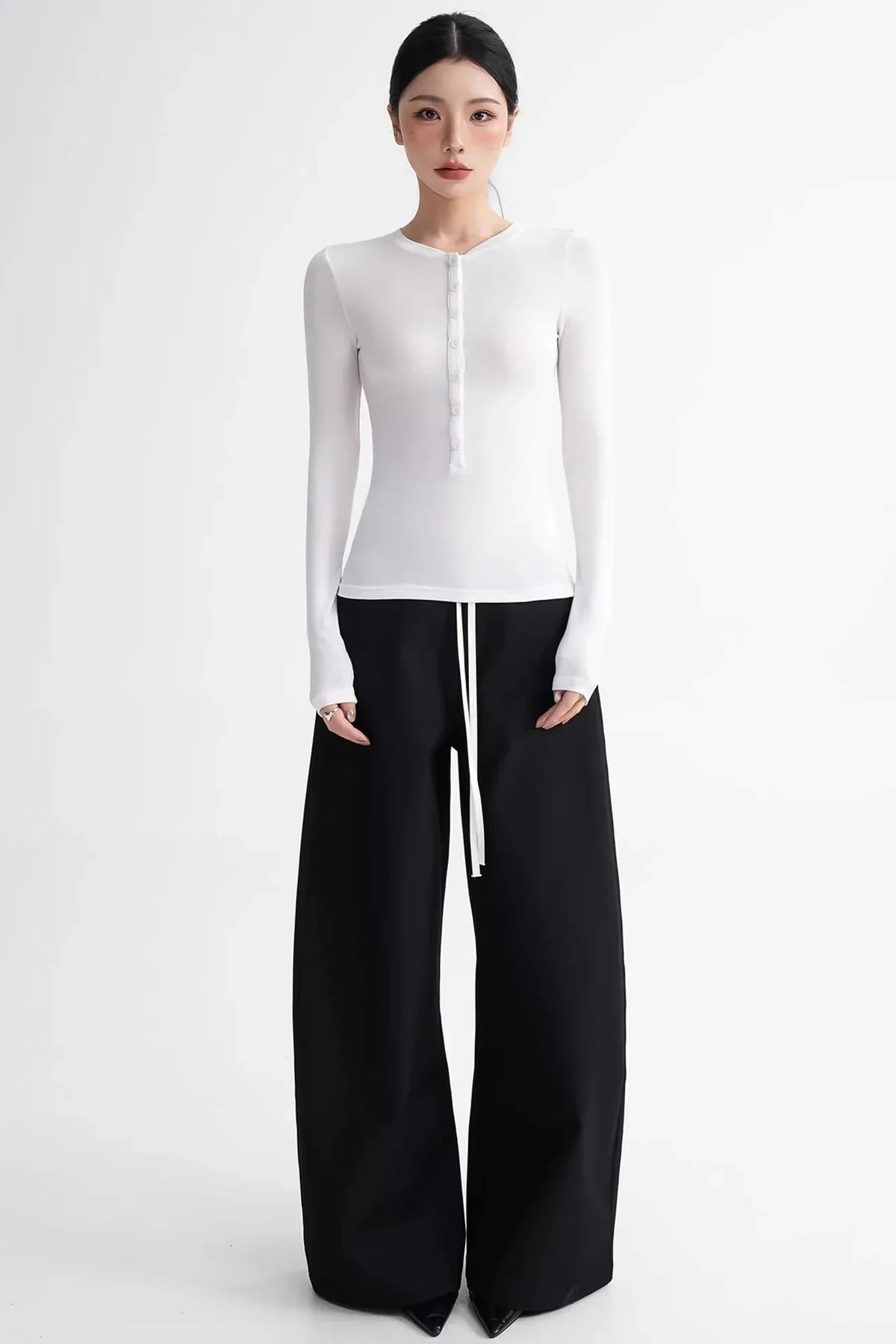 Elegant Color-Blocking Wide-Leg Pants