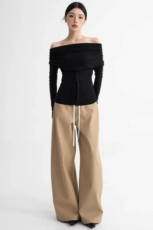 Elegant Color-Blocking Wide-Leg Pants
