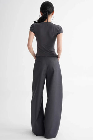 Elegant Color-Blocking Wide-Leg Pants