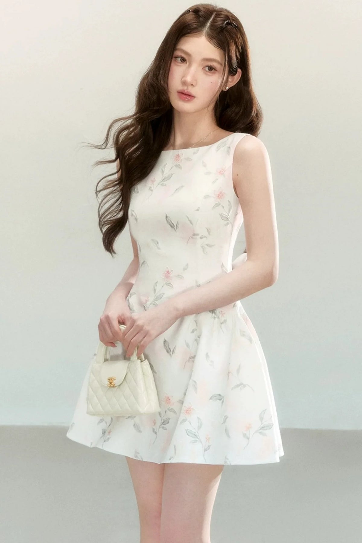 Elegant Floral Puff Dress