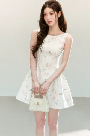 Elegant Floral Puff Dress