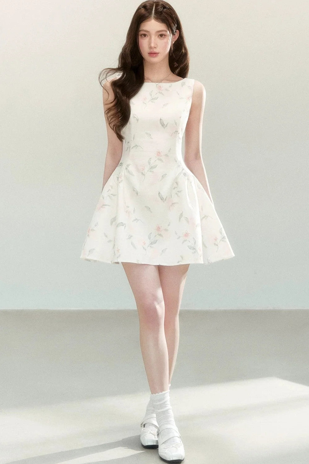Elegant Floral Puff Dress