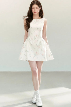 Elegant Floral Puff Dress