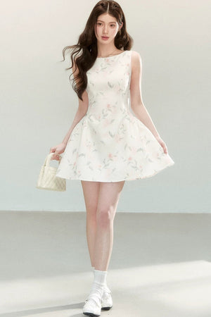 Elegant Floral Puff Dress