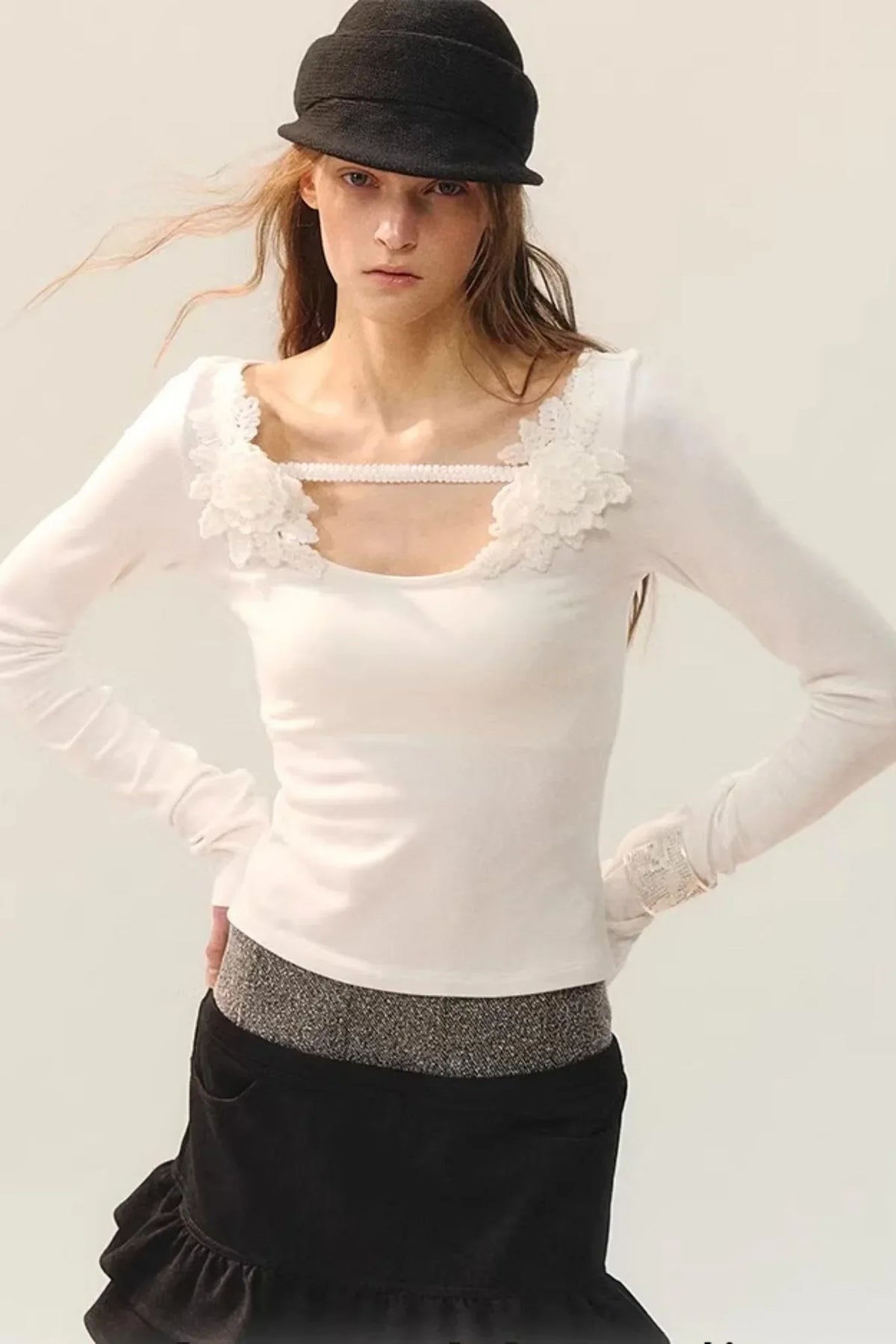 Elegant Floral Ribbon Blouse