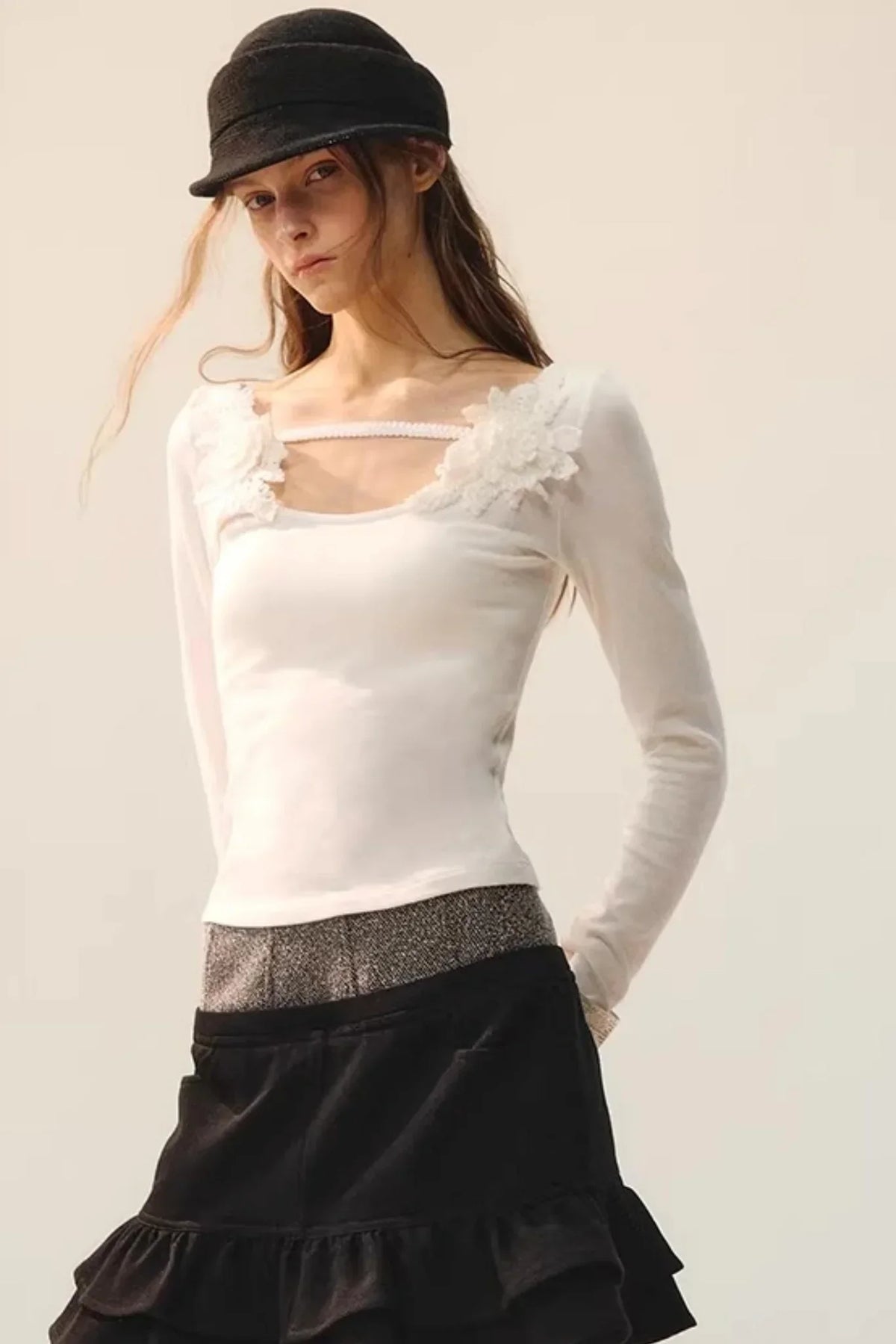 Elegant Floral Ribbon Blouse