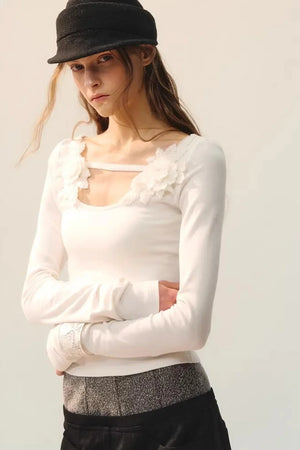 Elegant Floral Ribbon Blouse