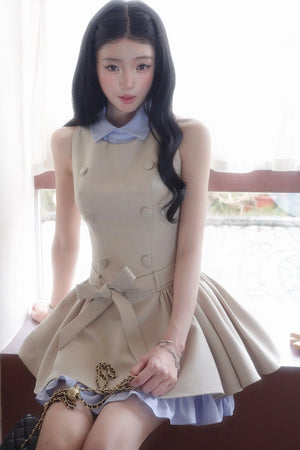 Elegant French Double-Breasted Dress