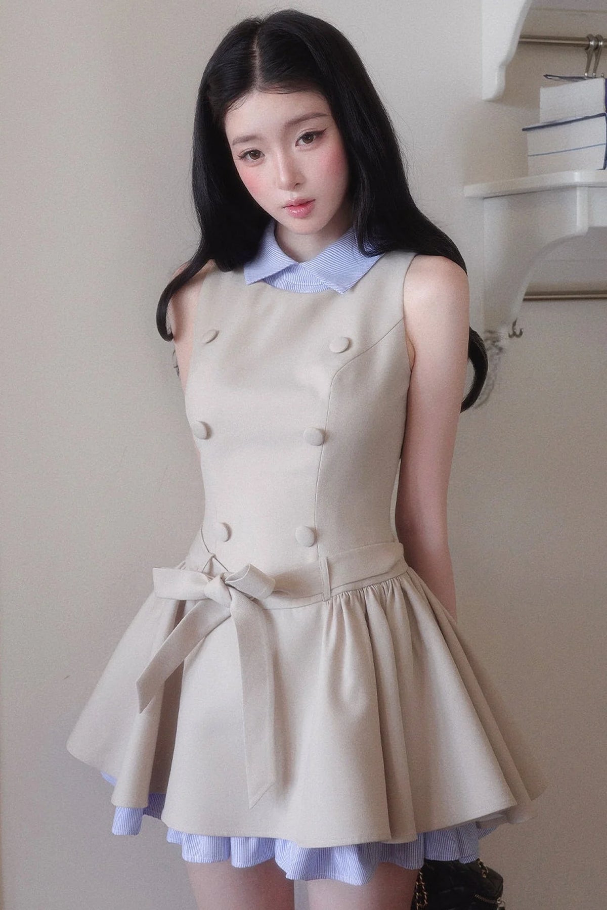 Elegant French Double-Breasted Dress