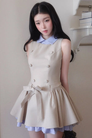 Elegant French Double-Breasted Dress
