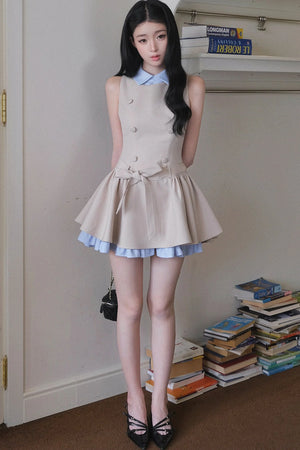 Elegant French Double-Breasted Dress