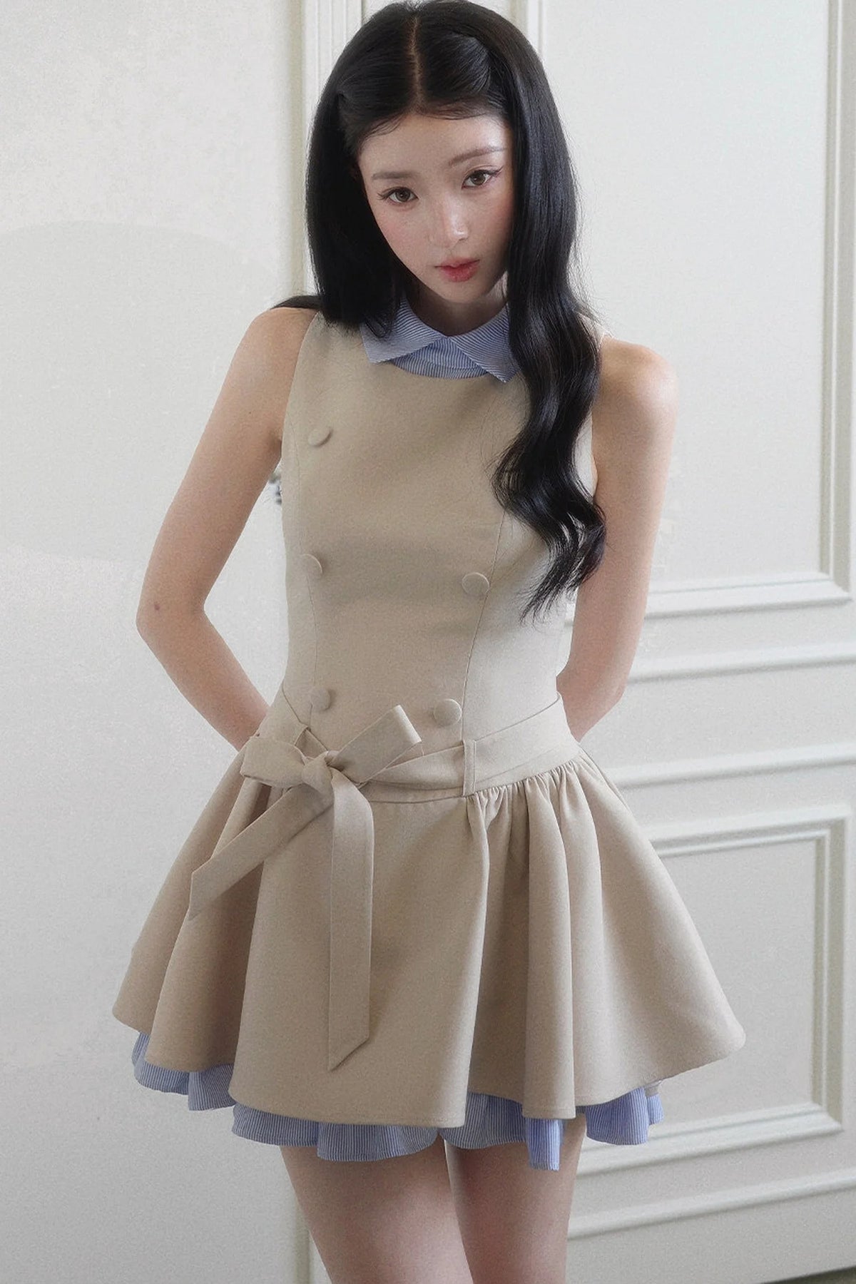Elegant French Double-Breasted Dress