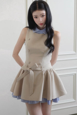 Elegant French Double-Breasted Dress