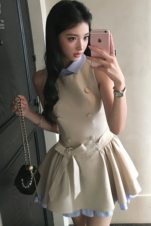 Elegant French Double-Breasted Dress