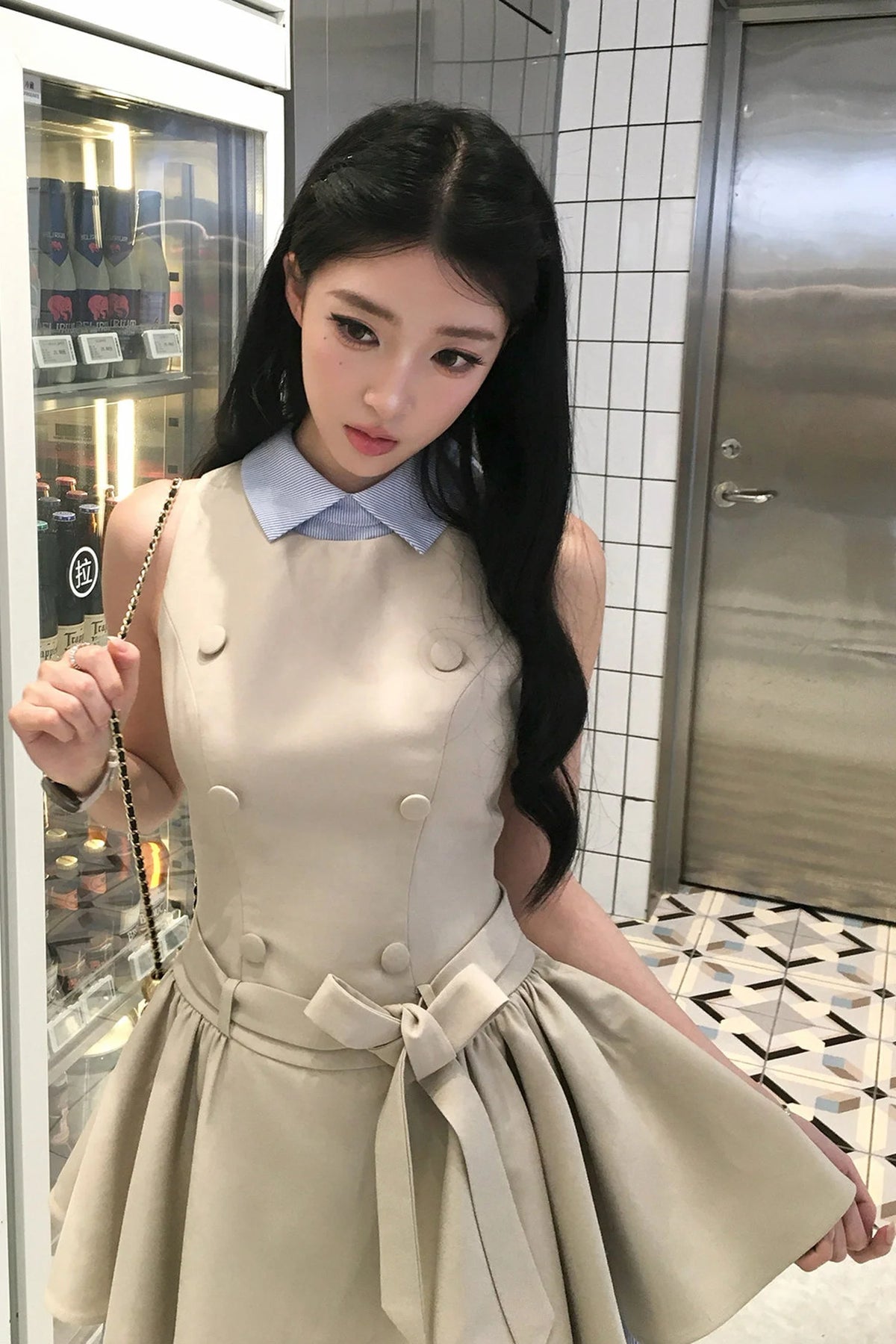 Elegant French Double-Breasted Dress