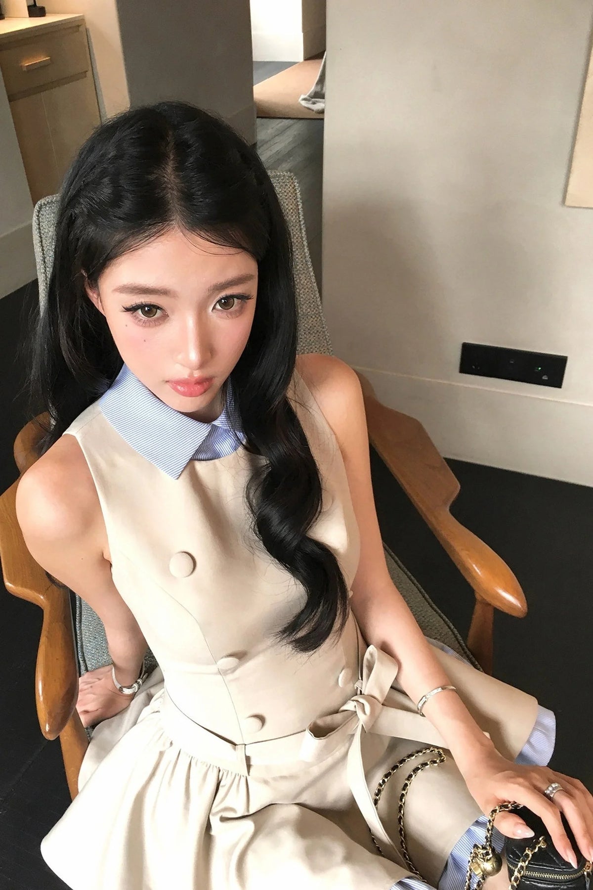 Elegant French Double-Breasted Dress