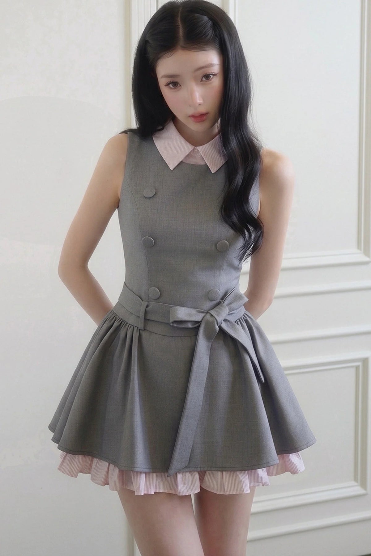 Elegant French Double-Breasted Dress