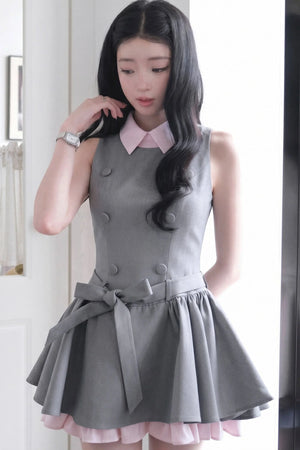 Elegant French Double-Breasted Dress