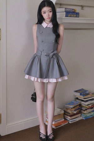 Elegant French Double-Breasted Dress