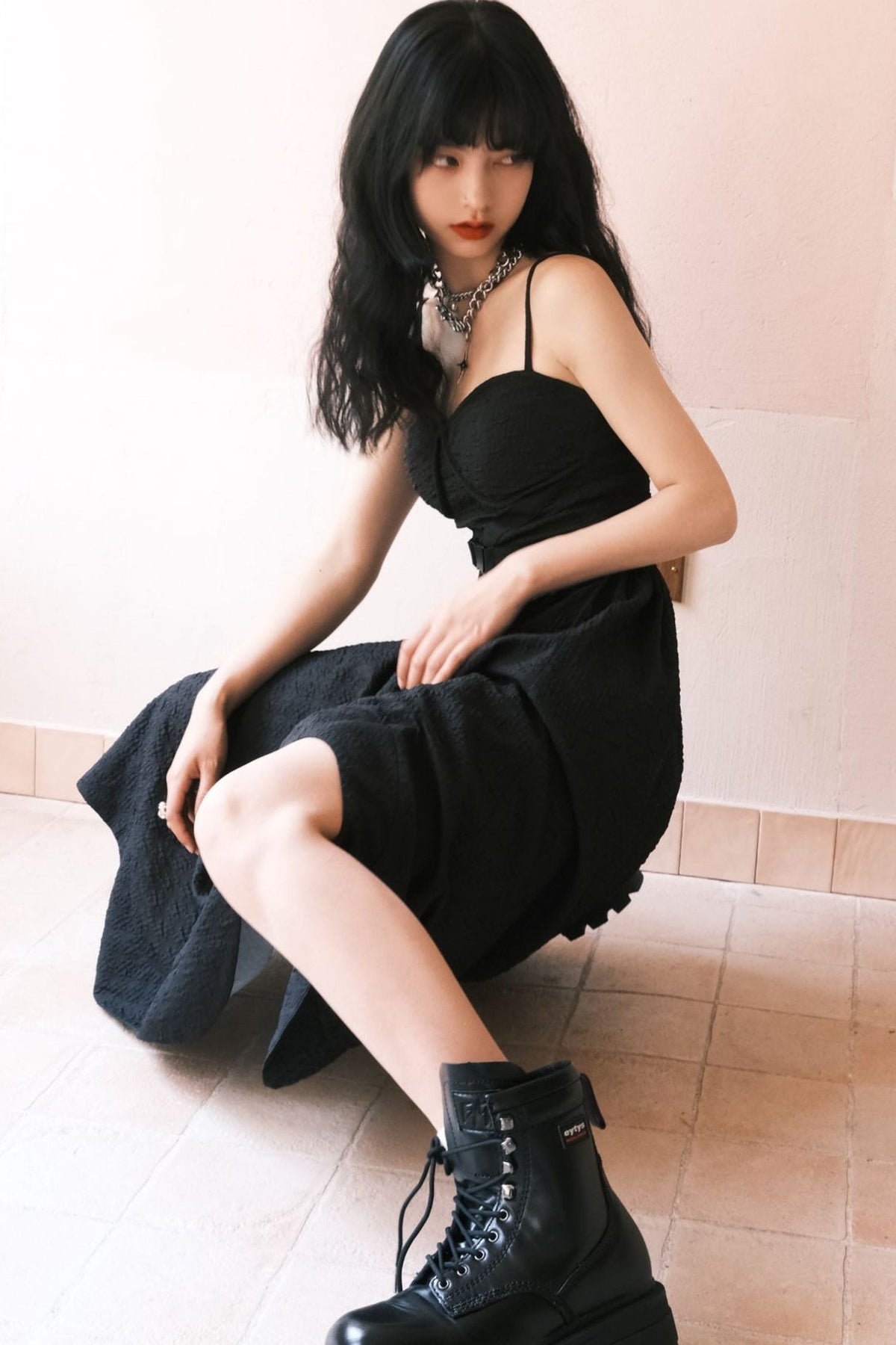 Elegant Jacquard Strap Dress