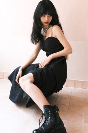 Elegant Jacquard Strap Dress