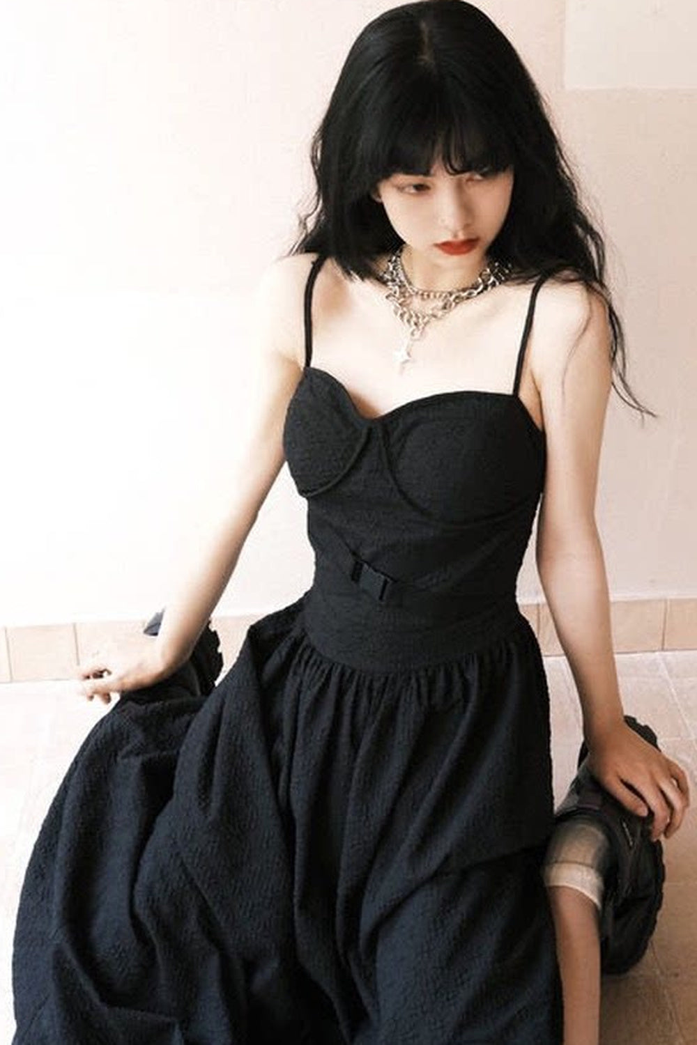 Elegant Jacquard Strap Dress