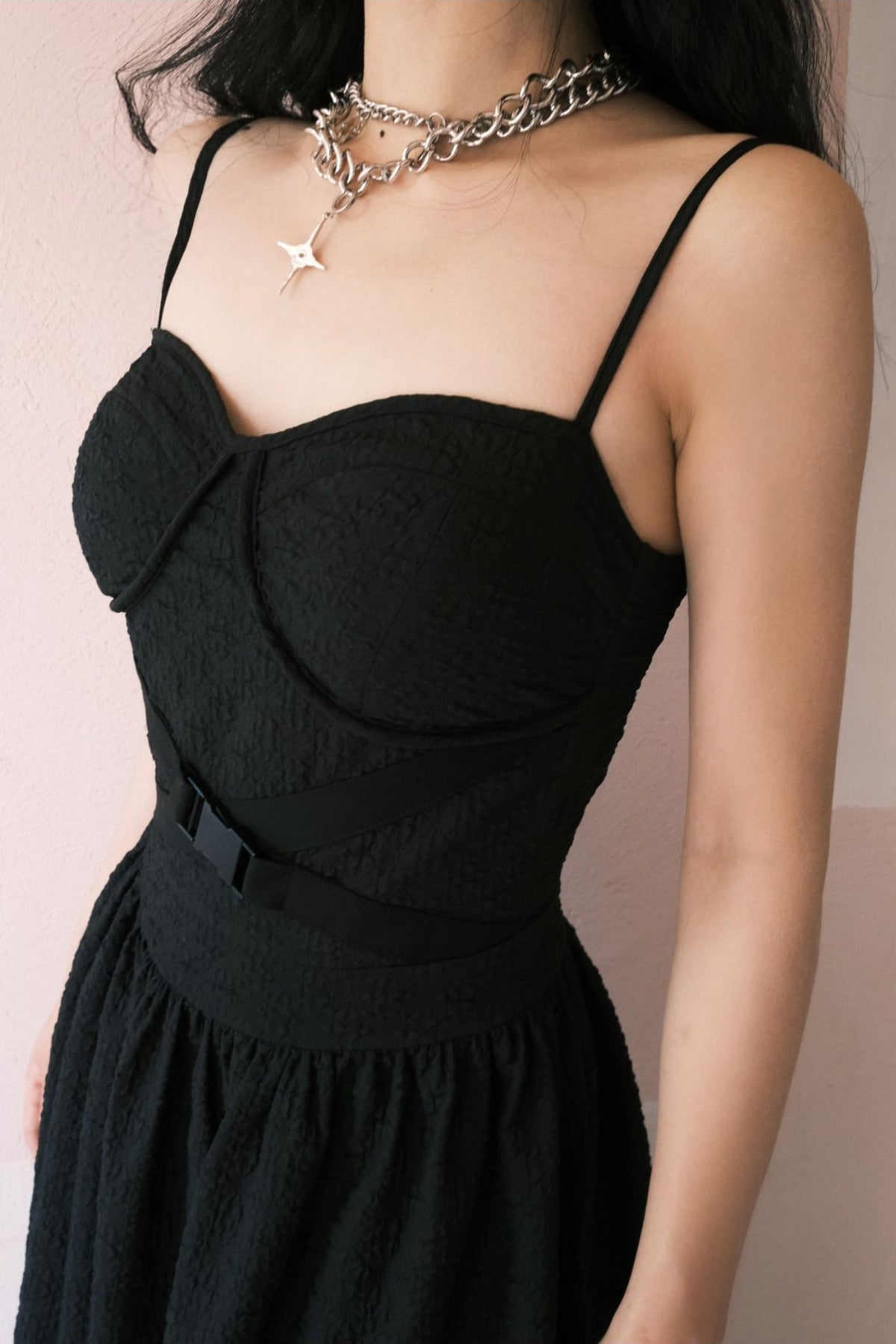 Elegant Jacquard Strap Dress