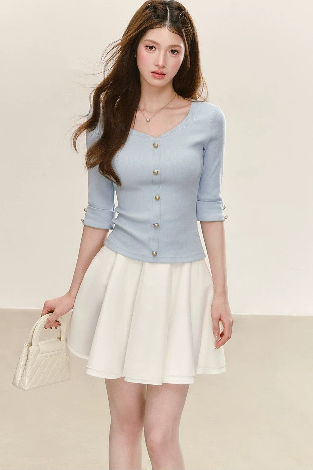 Elegant Knitted V-Neck Top