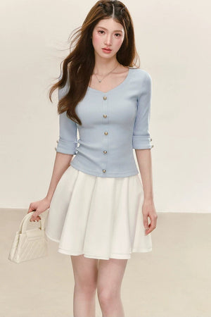 Elegant Knitted V-Neck Top