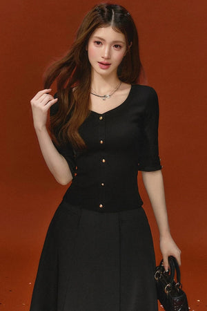 Elegant Knitted V-Neck Top