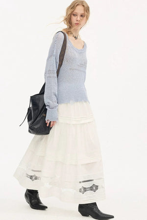Elegant Lace A-Line Skirt