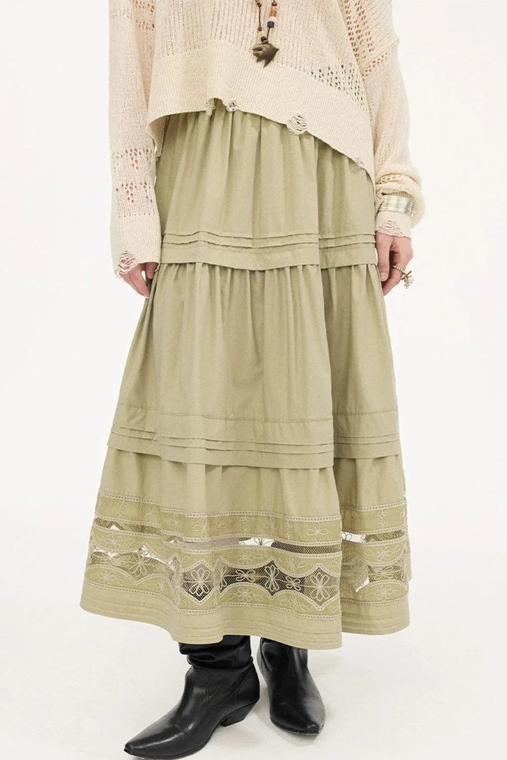 Elegant Lace A-Line Skirt
