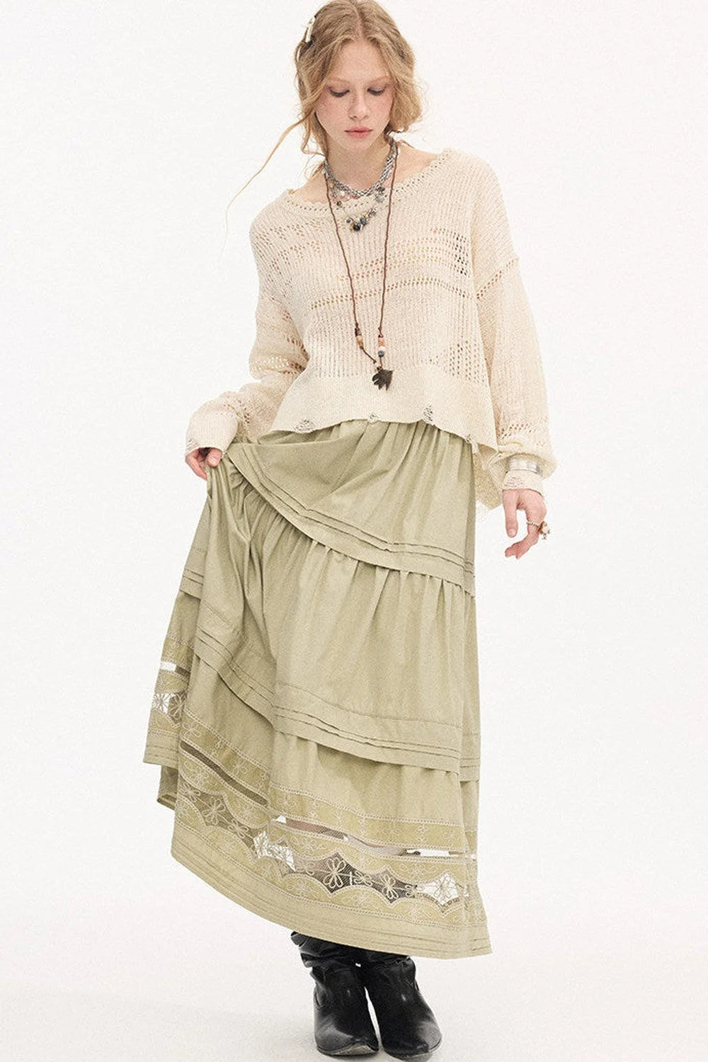 Elegant Lace A-Line Skirt