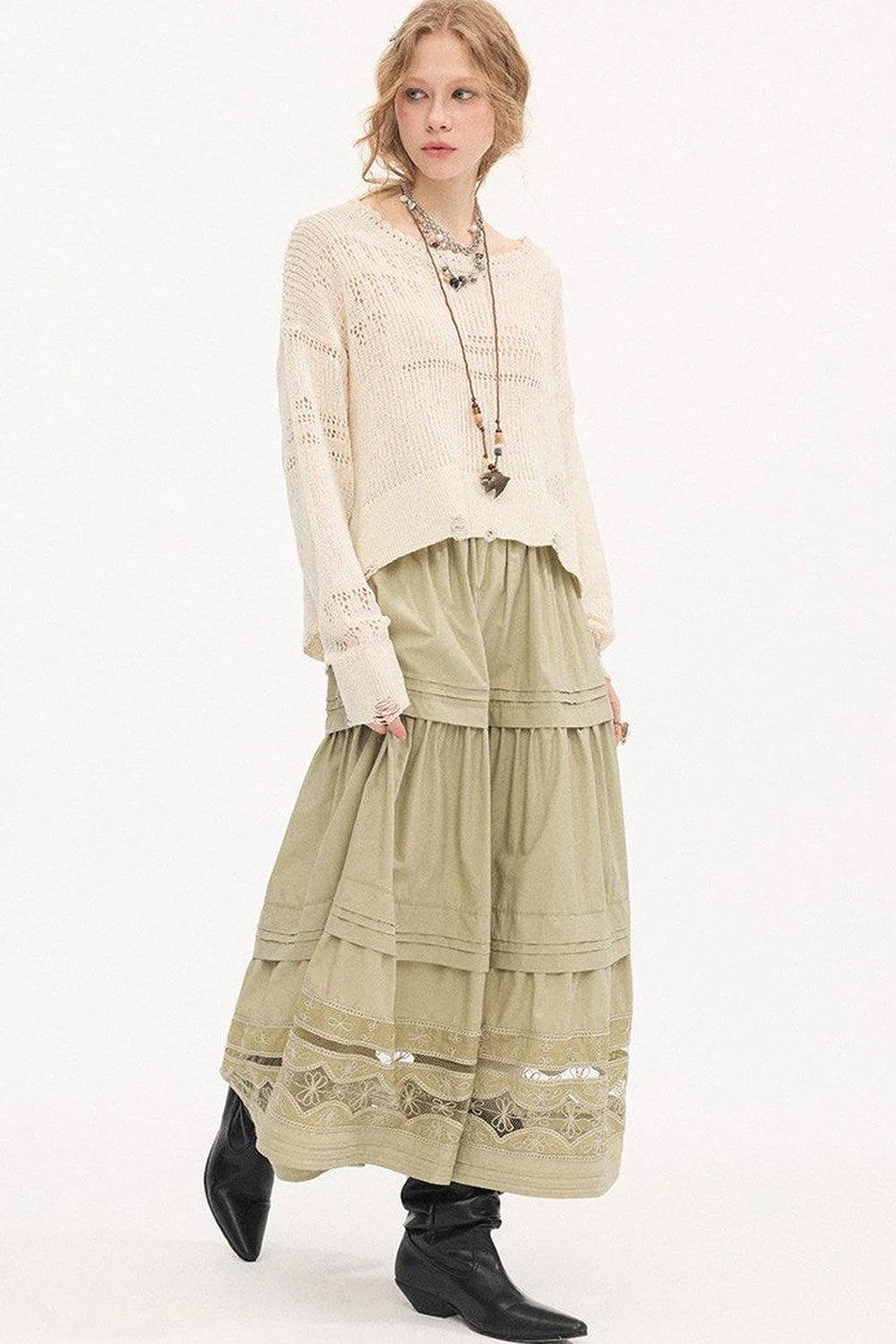 Elegant Lace A-Line Skirt