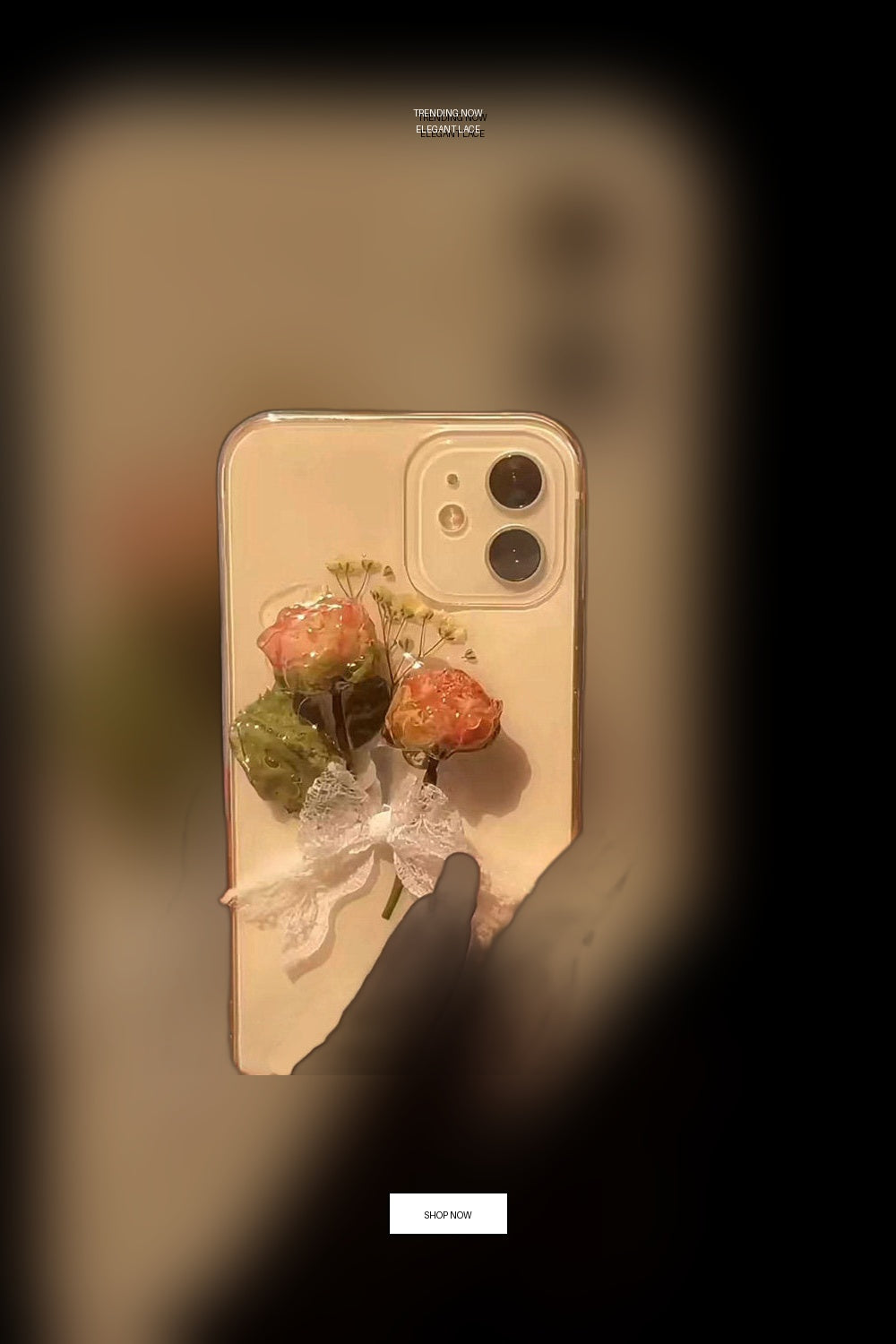 Pinterest Pin for Elegant Lace Bow Dried Flower iPhone Case - Aesthetic 3D Floral Design iPhone 15 / 3D Lace Dried Flower