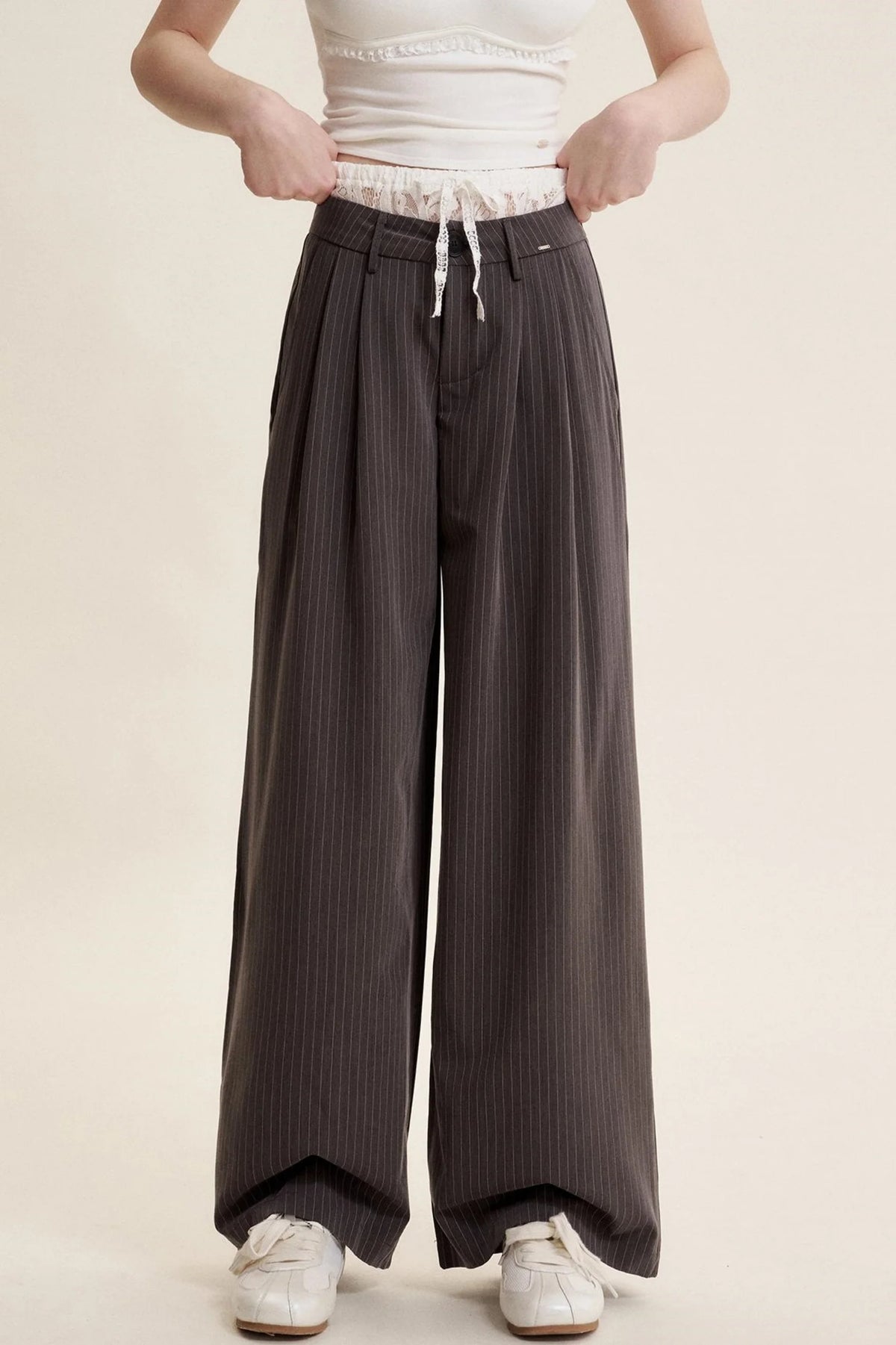 Elegant Lace Trim Pants