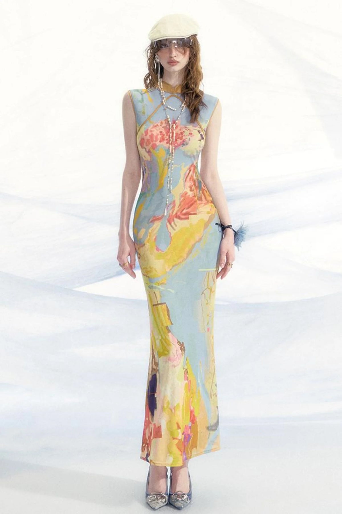Elegant Mesh Cheongsam Dress