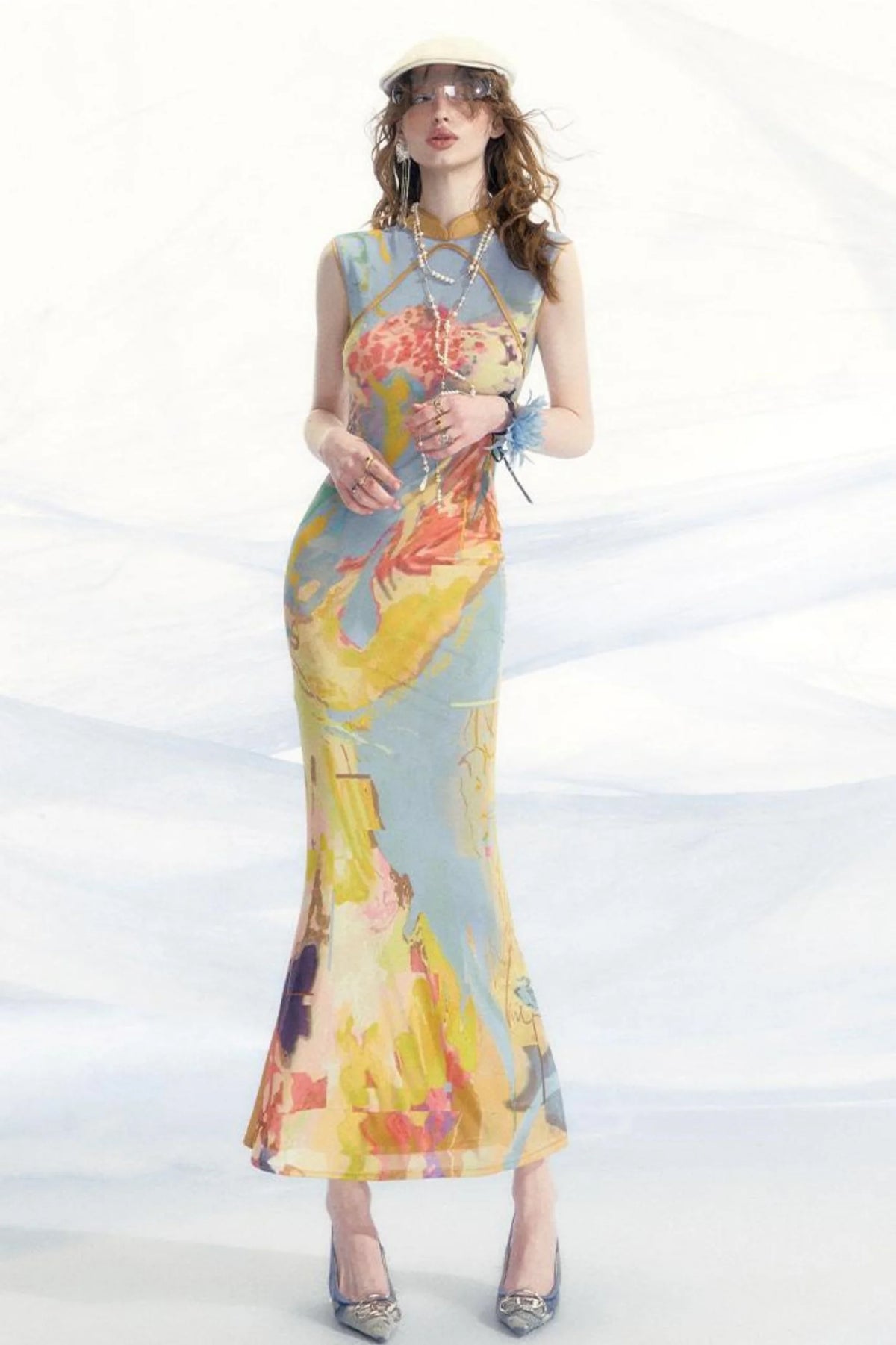 Elegant Mesh Cheongsam Dress