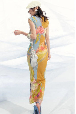 Elegant Mesh Cheongsam Dress
