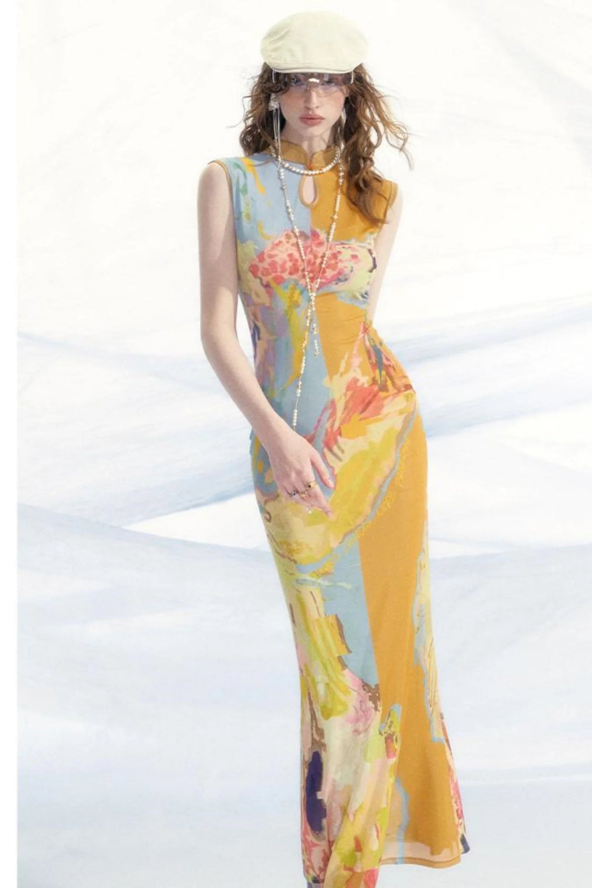 Elegant Mesh Cheongsam Dress