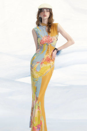 Elegant Mesh Cheongsam Dress