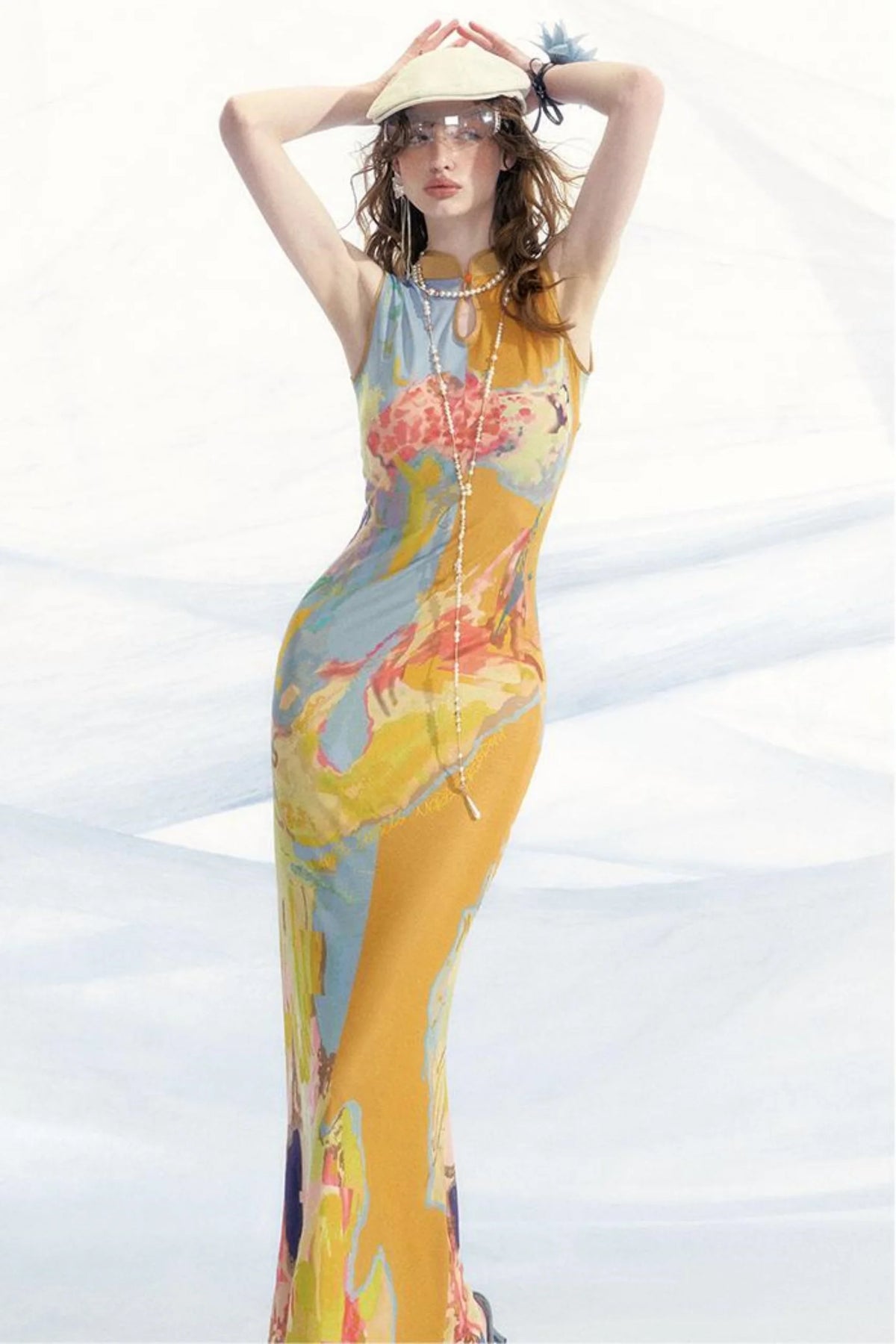 Elegant Mesh Cheongsam Dress