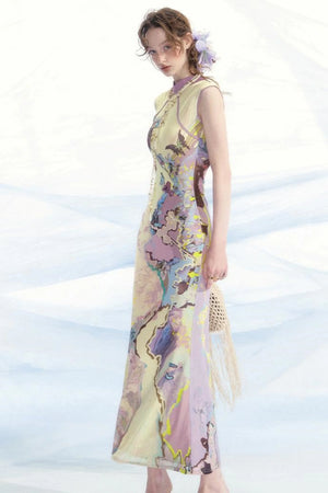Elegant Mesh Cheongsam Dress