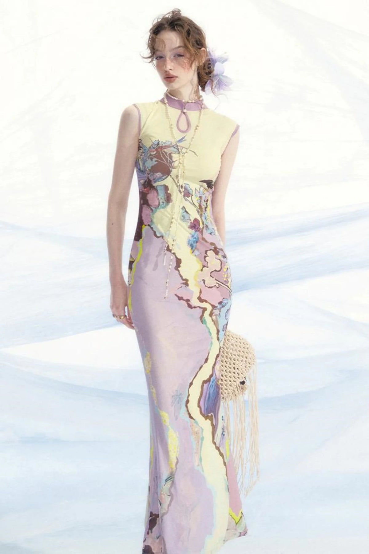 Elegant Mesh Cheongsam Dress