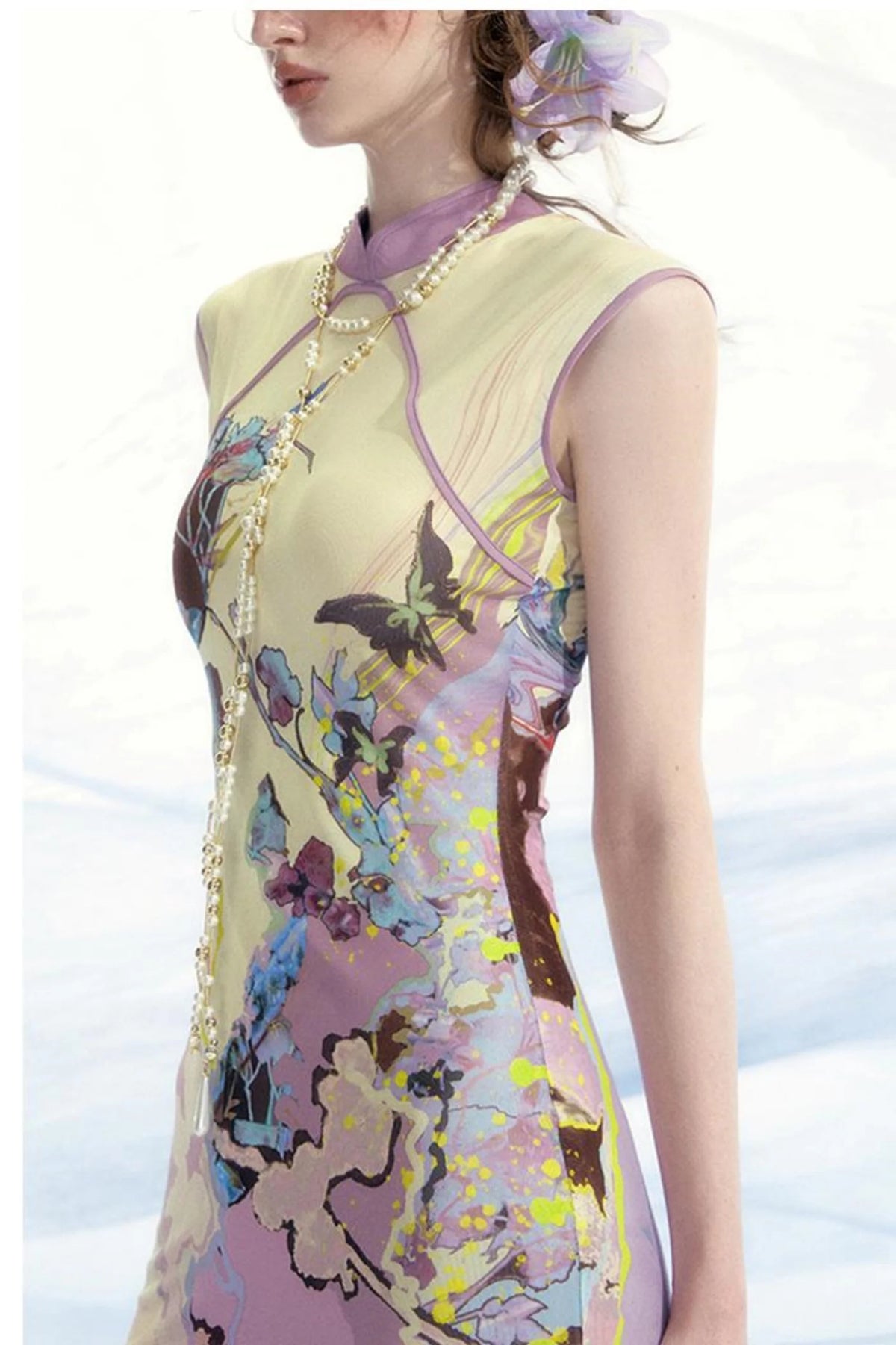 Elegant Mesh Cheongsam Dress