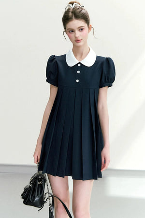 Elegant Navy Puff Dress